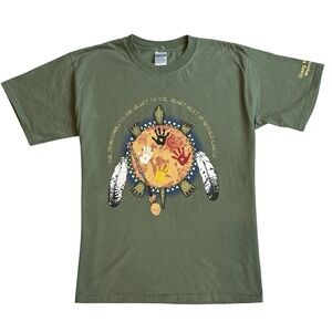 VTG Lakota Tribe Designs CRAZY‎ HORSE MEMORIAL Graphic T-Shirt Nature Cotton LG